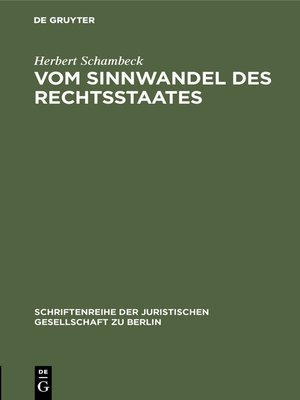 cover image of Vom Sinnwandel des Rechtsstaates